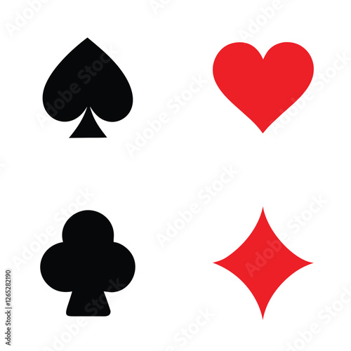 Playing card spade, heart, club, diamond symbols icon design Vector Illustration.