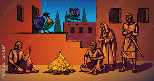 Vector drawing. Man sitting on the ground