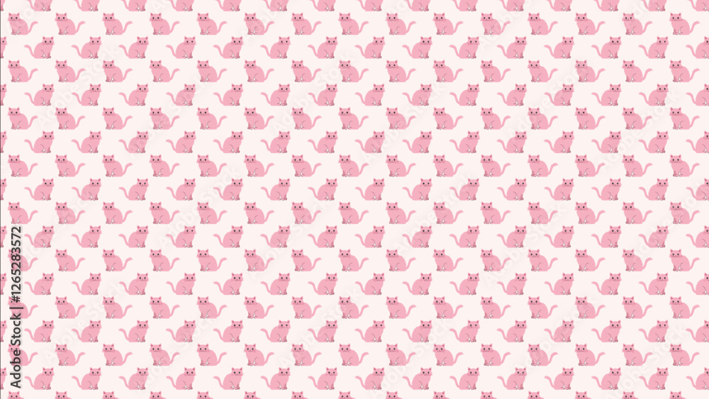 かわいいペルシャ猫のパターン背景、イラスト