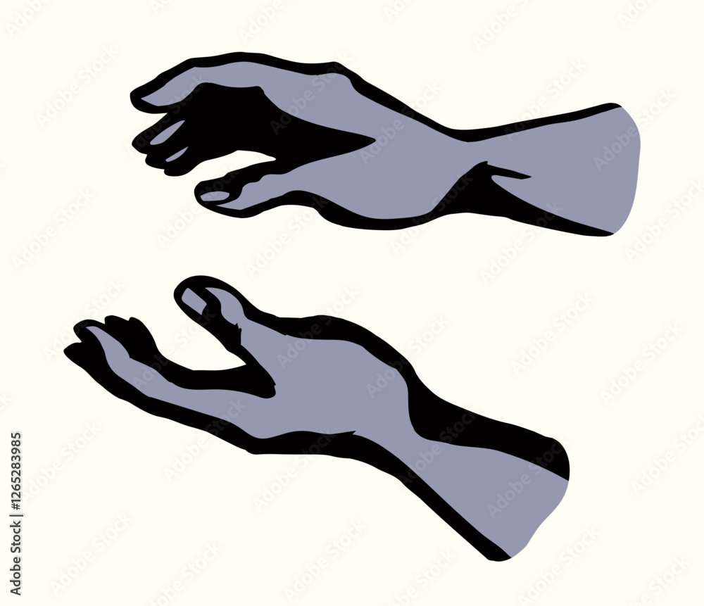 Young human hands. Vector drawing Young human hands. Vector drawing