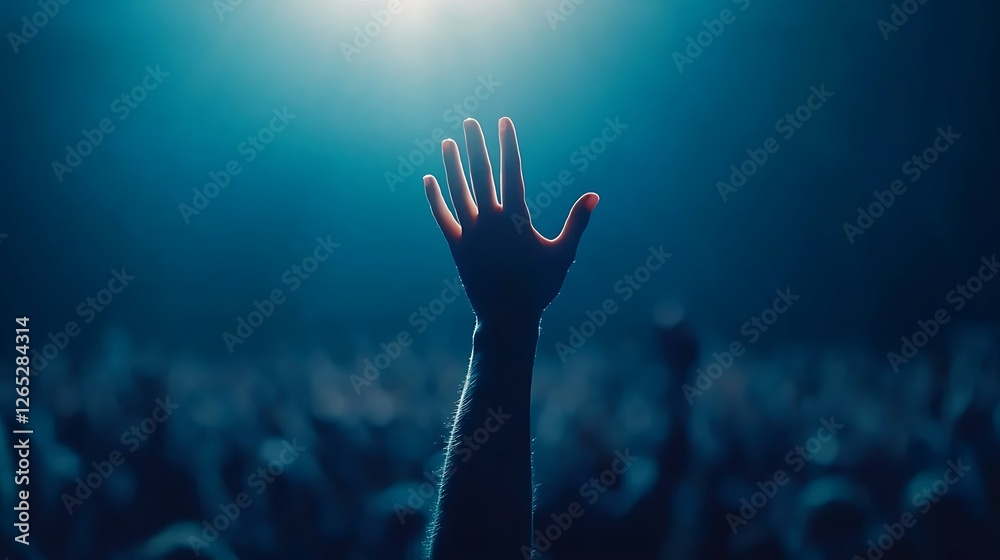 A raised hand reaches towards the light in a vibrant crowd, symbolizing connection, excitement, and engagement at a live event. A raised hand reaches towards the light in a vibrant crowd, symbolizing connection, excitement, and engagement at a live event.