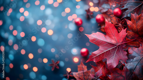 Autumn leaves and ornaments nature still life cozy atmosphere close-up seasonal beauty