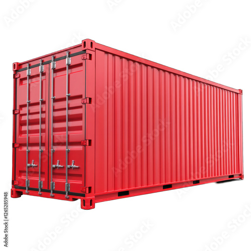 Red Cargo container isolated on transparent background