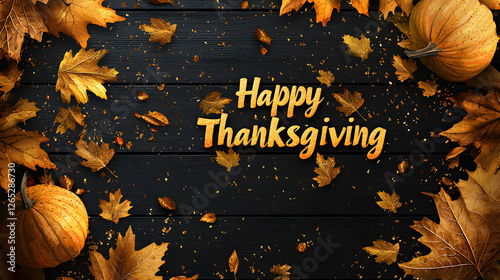 Thanksgiving celebration autumn leaves digital art cozy atmosphere overhead view gratitude and families together