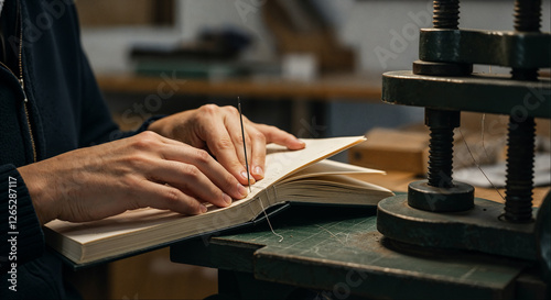 Hands Binding a Book, Bookbinding Process