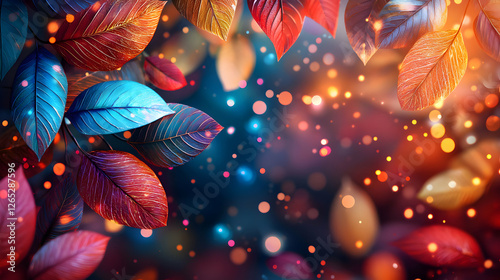Autumn leaves falling nature abstract art colorful background close-up seasonal beauty