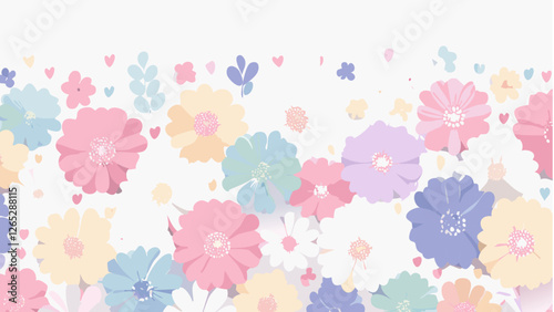 花の背景、フレーム　パステルカラーのイラスト