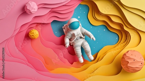 Astronaut floats, paper cosmos, design, ad