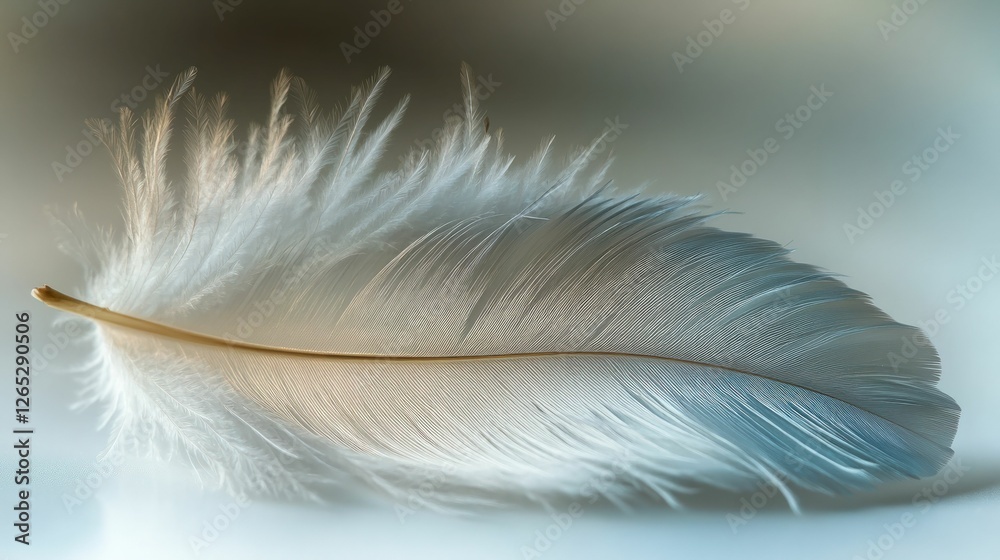 Fototapeta premium Delicate bird feather, soft hues, serene beauty.