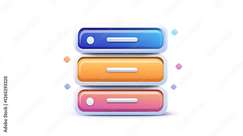 Vibrant 3D Render of Stacked Data Blocks on White Background AI Generated Vibrant 3D Render of Stacked Data Blocks on White Background AI Generated