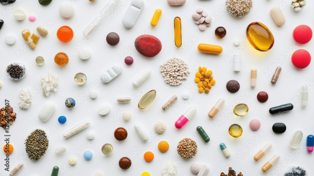 Colorful pills scattered on white background (1) Colorful pills scattered on white background (1)