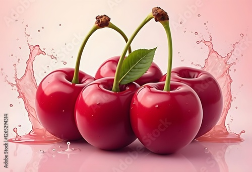 large ripe red sweet cherries in a dish of stainless steel, close-up, macro
