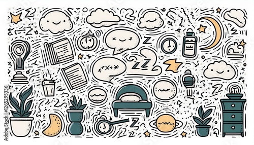 Wallpaper Mural Sleep zzzz doodle symbol set. Sleepy dream icon. Doodle comic sketch style perfect any project. Torontodigital.ca