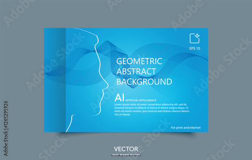 Abstract geometric background with artificial intelligence elements. Abstract Face with Waves Concept of Future Technologies