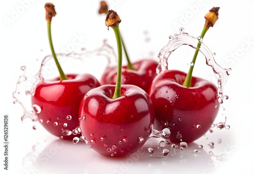 large ripe red sweet cherries in a dish of stainless steel, close-up, macro
