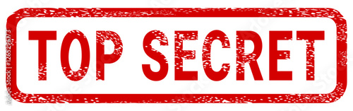 Dirty red stamp mark "TOP SECRET" surrounded by a rounded frame (cut out)