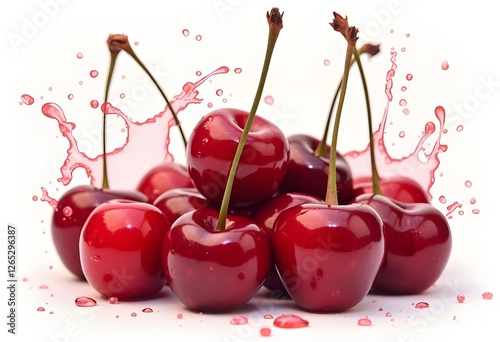 large ripe red sweet cherries in a dish of stainless steel, close-up, macro
