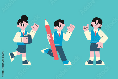 Happy students. Friends full of confidence. study education learning