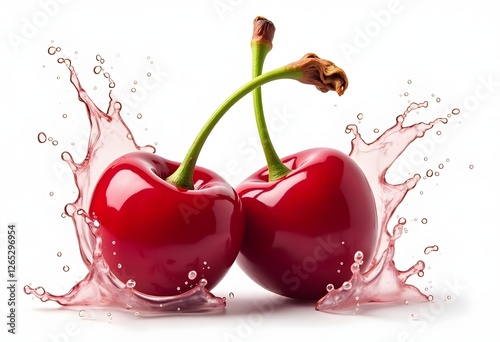 large ripe red sweet cherries in a dish of stainless steel, close-up, macro
