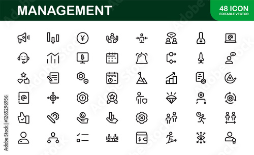Modern Management Icons. High-Quality Vector Icons for Business Leadership, Organization, Strategy, Workflow, and Team Collaboration Designs