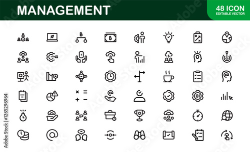 Modern Management Icons. High-Quality Vector Icons for Business Leadership, Organization, Strategy, Workflow, and Team Collaboration Designs
