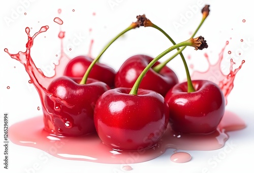 large ripe red sweet cherries in a dish of stainless steel, close-up, macro
