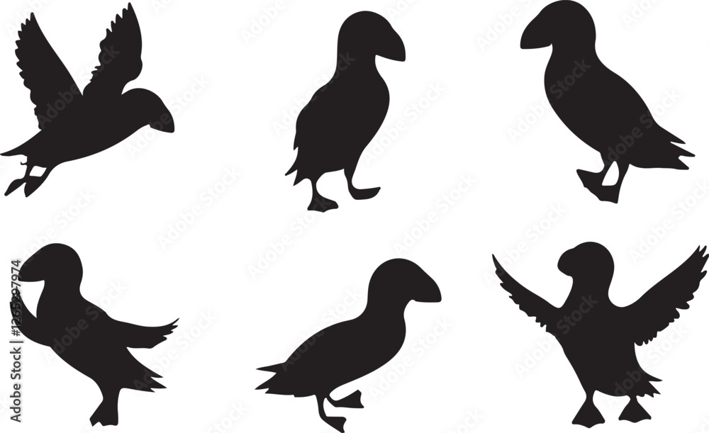 Obraz premium Puffin silhouettes