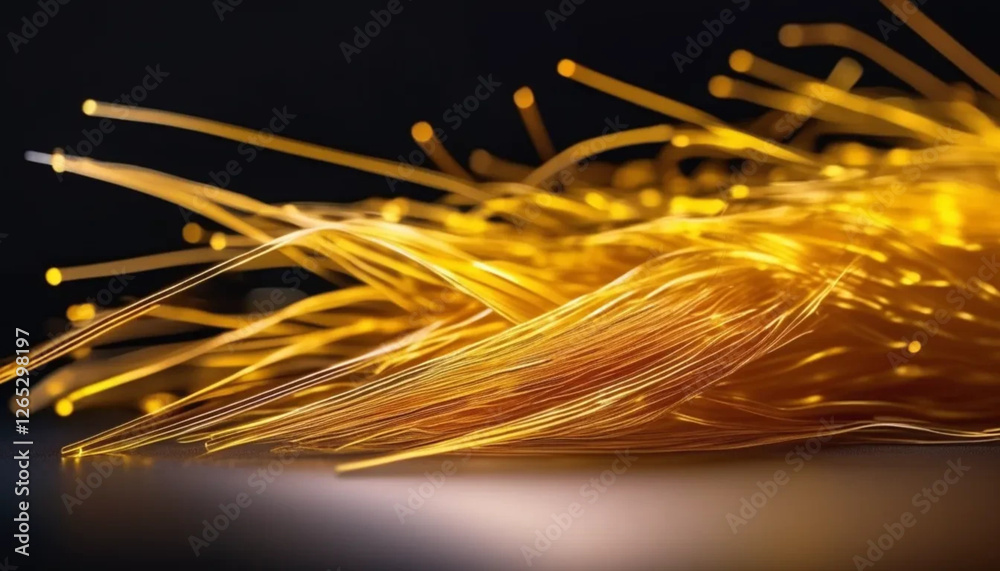 Yellow optical fibers. Close up. Yellow optical fibers. Close up.