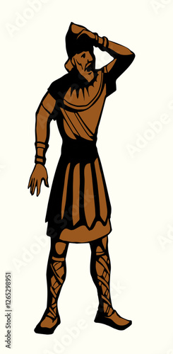 Vector drawing. The king looks ahead