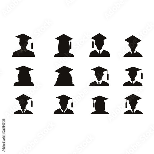 Collection of University Education Icons in Vector Illustration Style, Representing Various Academic and Campus Symbols