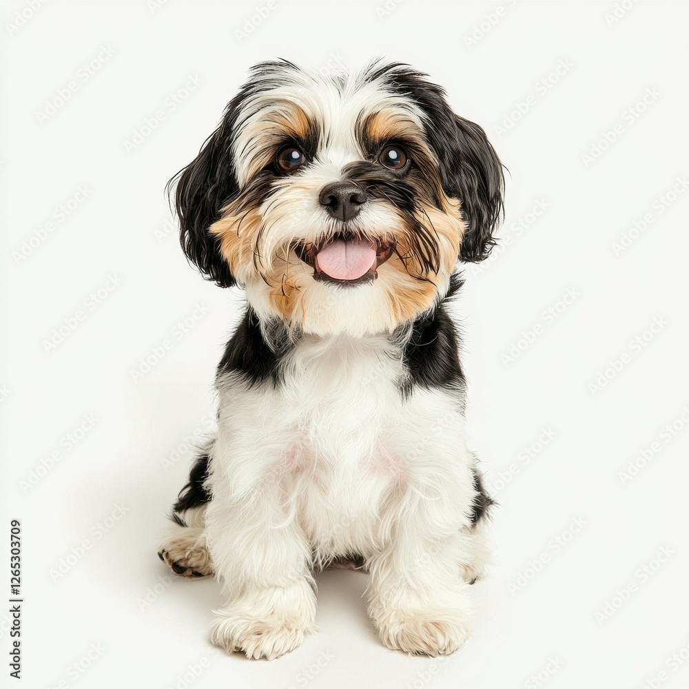 Adorable dog sitting proudly on white background for pet lovers Adorable dog sitting proudly on white background for pet lovers