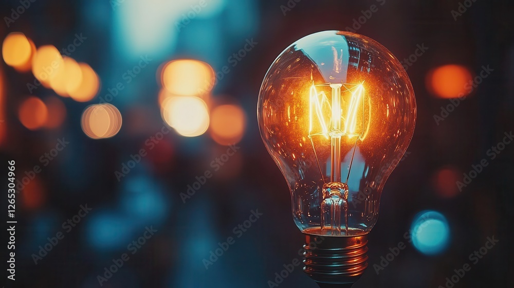 Ideas, close-up of a lightbulb glowing brightly in a dark space, representing innovation Ideas, close-up of a lightbulb glowing brightly in a dark space, representing innovation