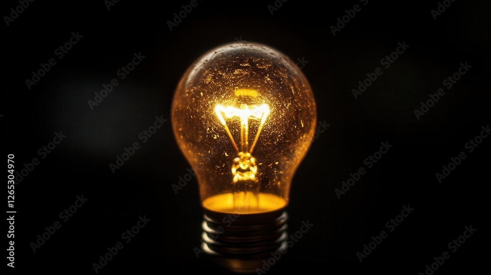 Ideas, close-up of a lightbulb glowing in the dark, creative concept Ideas, close-up of a lightbulb glowing in the dark, creative concept