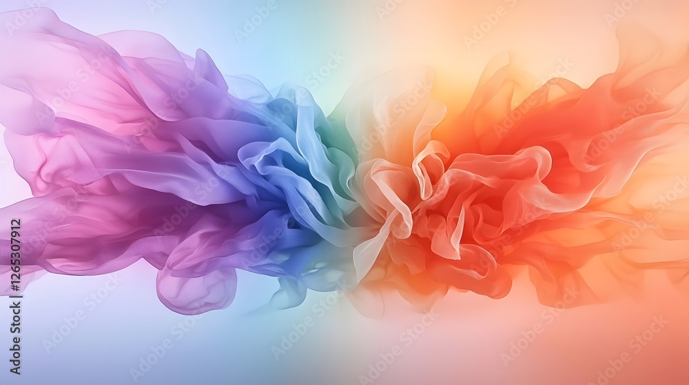 Obraz premium a vibrant display of colorful fabric artfully arranged in a dynamic wave or cloud formation