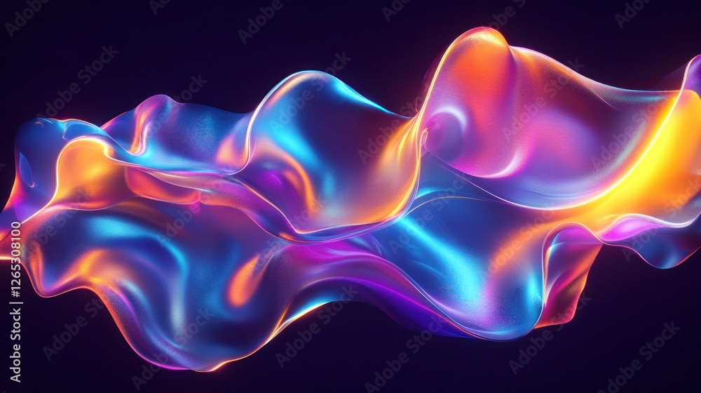Fototapeta premium Neon fluid flows dark background