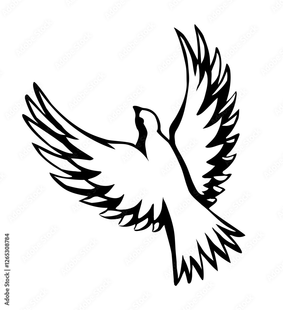 Obraz premium Vector drawing. Cute flying dove