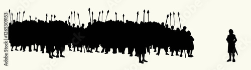 Vector drawing. Many strong soldiers