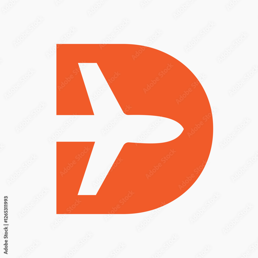 Obraz premium Initial Letter D Travel Logo Design Concept For Vacation and Airplane Symbol