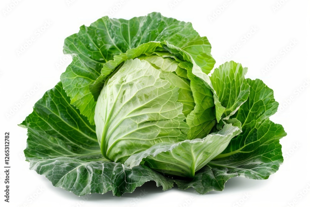 Obraz premium Fresh cabbage on white surface. Artificial intelligence image