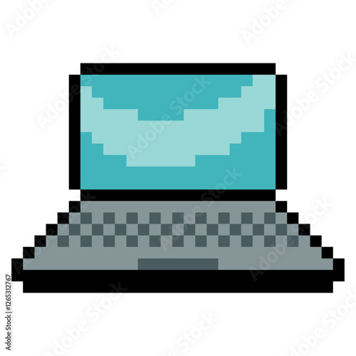 Laptop computer in pixel art style
