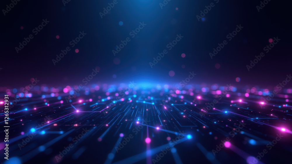 Fototapeta premium Neon cybernetic network for CI/CD, Docker, Kubernetes, DevOps concept.