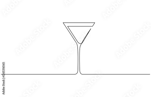 Сontinuous one line drawing of cocktail drink isolated on white background, Cocktail and lemon. Isolated on white background vector illustration.