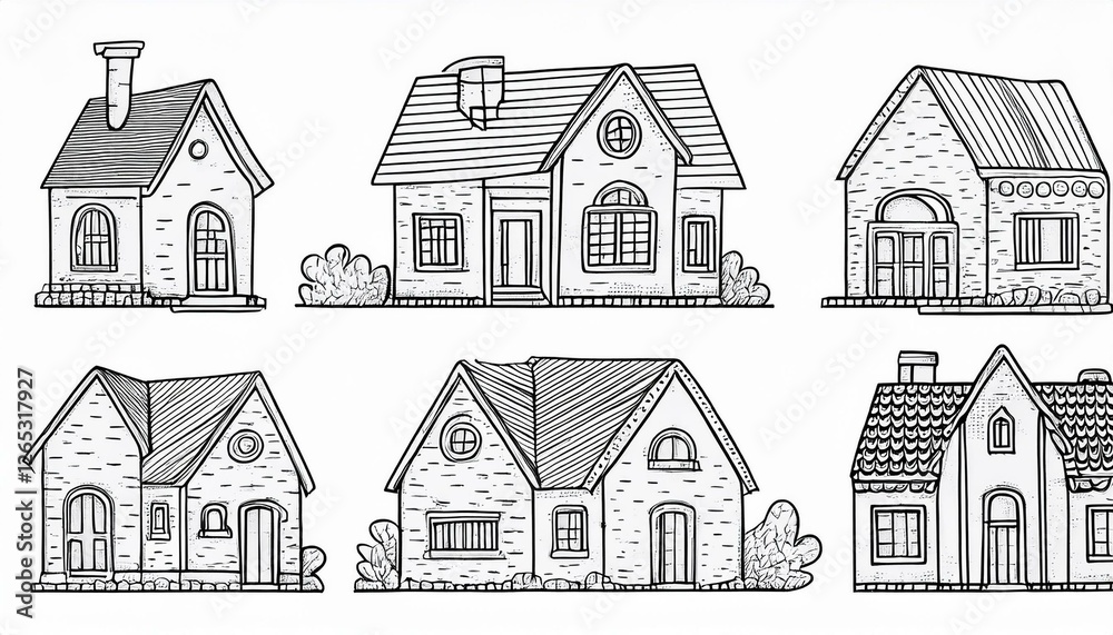 House doodle set. Hand drawn sketch style. House building with roof. perfect any project for home icon, village, city element. House doodle set. Hand drawn sketch style. House building with roof. perfect any project for home icon, village, city element.