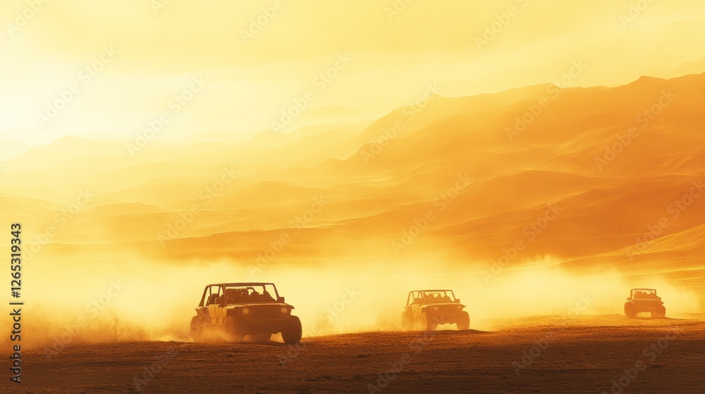 Fototapeta premium Desert sunset dune buggy adventure