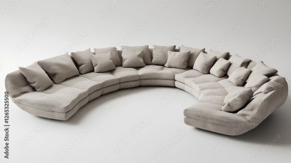 Obraz premium Curved sofa, studio, beige, cushions, relaxation
