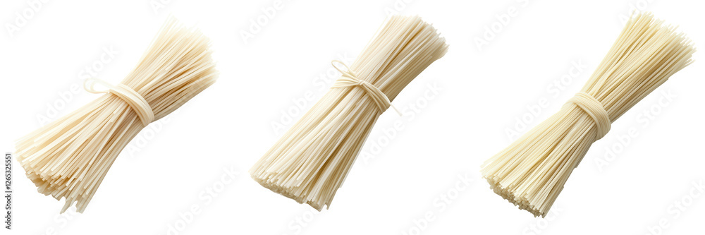 Bundles of Uncooked Rice Noodles, isolated on transparent background.