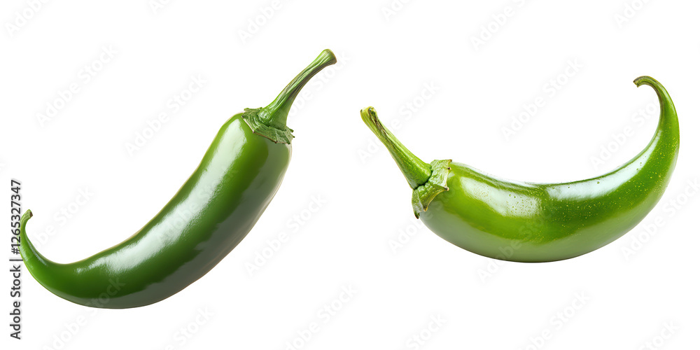 Fresh Green Jalapeño Peppers, isolated on transparent background. Fresh Green Jalapeño Peppers, isolated on transparent background.