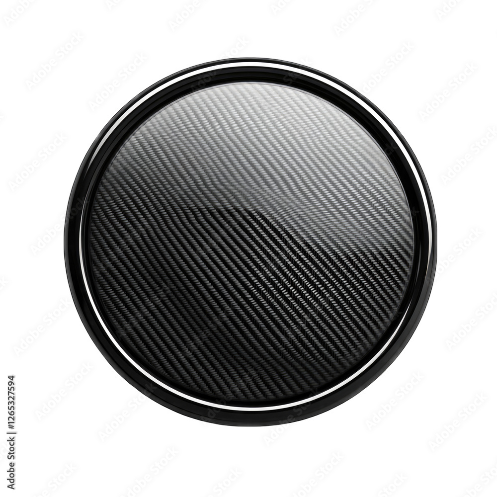 Round 3D carbon fiber button isolated on transparent background Round 3D carbon fiber button isolated on transparent background
