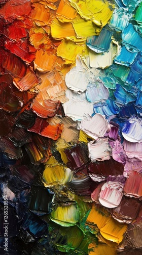 Vibrant Oil Paint Palette Swirl Abstract Art