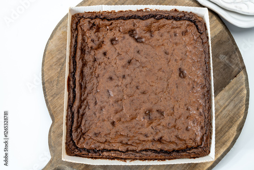 American chocolate brownie, dark chocolate baked dessert bar fudgy or cakey sweet dessert photo